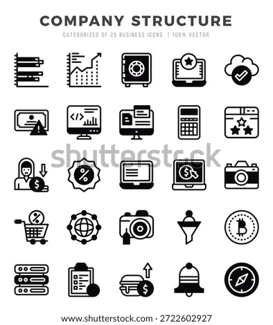 Set of Lineal Filled Company Structure Icons. Lineal Filled art icon. Vector illustration