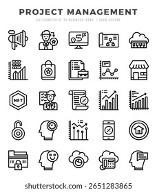 Set of Lineal Project Management Icons. Lineal art icon. Vector illustration