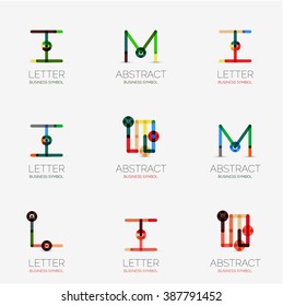 Set of linear abstract geometrical icons and logos