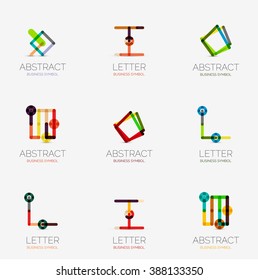 Satz linear abstrakter geometrischer Symbole und Logos - Buchstaben und moderne Symbole