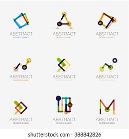Set of linear abstract geometrical icons and logos
