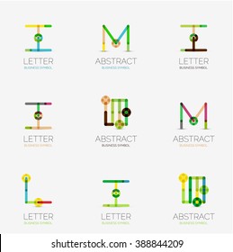 Set of linear abstract geometrical icons and logos