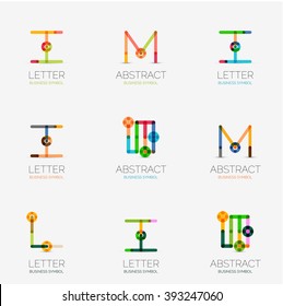 Set of linear abstract geometrical icons and logos - letters, and modern symbols