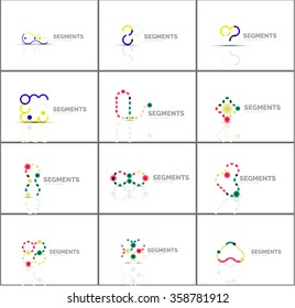 Set of linear abstract logos and swirl shapes. Company emblem, business icon