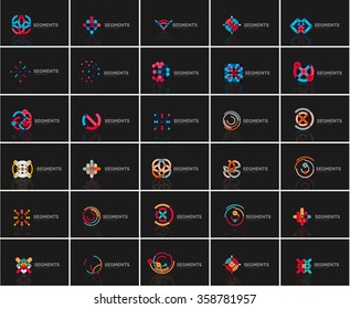 Set of linear abstract logos and swirl shapes. Company emblem, business icon