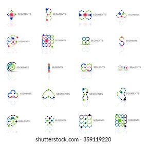 Conjunto de logotipos abstractos lineales. Swirl, círculo, bucle infinito y otros conceptos. Plantillas de marca de logotipo