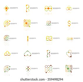 Set of linear abstract logos. Swirl, circle, infinity loop and other concepts. Logotype brand templates