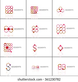 Conjunto de logotipos abstractos lineales y formas giratorias. Emblema de la empresa, icono comercial