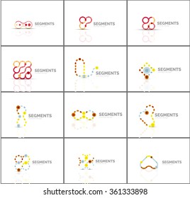 Set of linear abstract logos. Swirl, circle, infinity loop and other concepts. Logotype brand templates