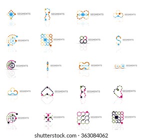 Set of linear abstract logos. Swirl, circle, infinity loop and other concepts. Logotype brand templates