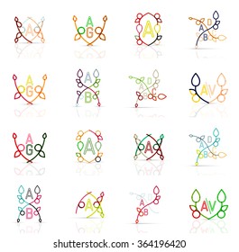 Set of linear abstract logos. Swirl, circle, infinity loop and other concepts. Logotype brand templates