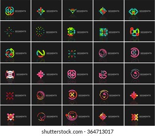 Set of linear abstract logos and swirl shapes. Company emblem, business icon
