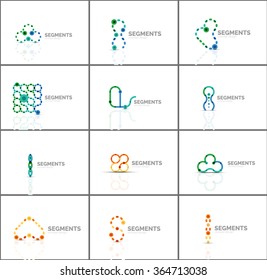 Set of linear abstract logos and swirl shapes. Company emblem, business icon