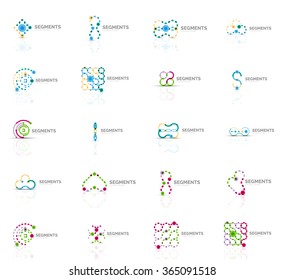 Set of linear abstract logos. Swirl, circle, infinity loop and other concepts. Logotype brand templates