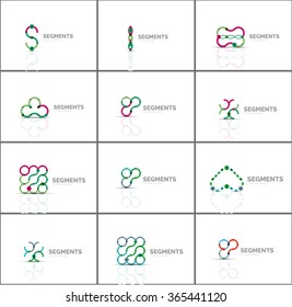 Set of linear abstract logos and swirl shapes. Company emblem, business icon