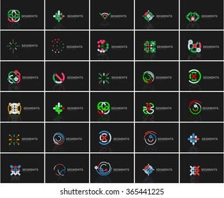 Set of linear abstract logos. Swirl, circle, infinity loop and other concepts. Logotype brand templates