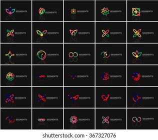 Set of linear abstract logos and swirl shapes. Company emblem, business icon