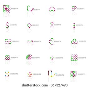 Set of linear abstract logos. Swirl, circle, infinity loop and other concepts. Logotype brand templates