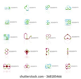 Set of linear abstract logos. Swirl, circle, infinity loop and other concepts. Logotype brand templates