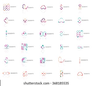 Conjunto de logotipos abstractos lineales. Swirl, círculo, bucle infinito y otros conceptos. Plantillas de marca de logotipo