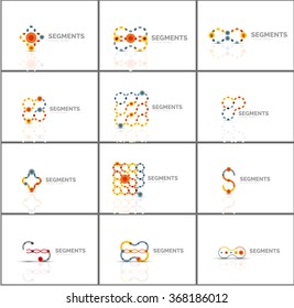 Set of linear abstract logos and swirl shapes. Company emblem, business icon