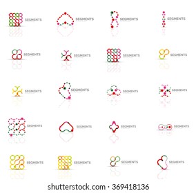 Conjunto de logotipos abstractos lineales. Swirl, círculo, bucle infinito y otros conceptos. Plantillas de marca de logotipo