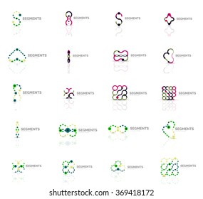 Set of linear abstract logos. Swirl, circle, infinity loop and other concepts. Logotype brand templates