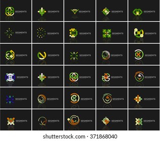 Set of linear abstract logos and swirl shapes. Company emblem, business icon