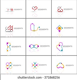 Conjunto de logotipos abstractos lineales y formas giratorias. Emblema de la empresa, icono comercial