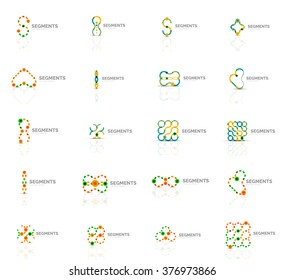 Set of linear abstract logos. Swirl, circle, infinity loop and other concepts. Logotype brand templates