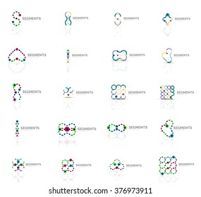 Conjunto de logotipos abstractos lineales. Swirl, círculo, bucle infinito y otros conceptos. Plantillas de marca de logotipo