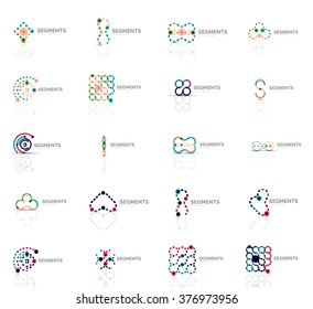 Conjunto de logotipos abstractos lineales. Swirl, círculo, bucle infinito y otros conceptos. Plantillas de marca de logotipo