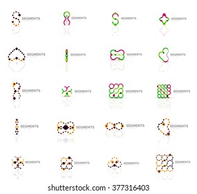 Set of linear abstract logos. Swirl, circle, infinity loop and other concepts. Logotype brand templates