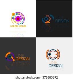 Conjunto de logotipos abstractos lineales. Swirl, círculo, bucle infinito y otros conceptos. Plantillas de marca de logotipo