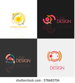 Conjunto de logotipos abstractos lineales. Swirl, círculo, bucle infinito y otros conceptos. Plantillas de marca de logotipo
