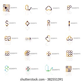 Set of linear abstract logos. Swirl, circle, infinity loop and other concepts. Logotype brand templates