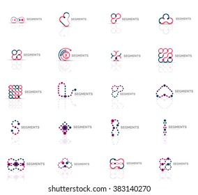 Conjunto de logotipos abstractos lineales. Swirl, círculo, bucle infinito y otros conceptos. Plantillas de marca de logotipo