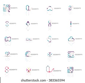 Set of linear abstract logos. Swirl, circle, infinity loop and other concepts. Logotype brand templates