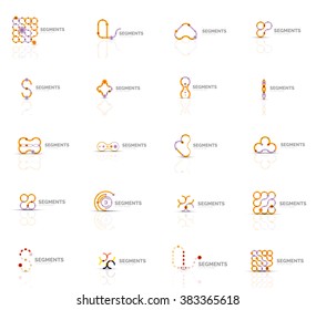 Set of linear abstract logos. Swirl, circle, infinity loop and other concepts. Logotype brand templates