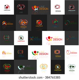 Conjunto de logotipos abstractos lineales. Swirl, círculo, bucle infinito y otros conceptos. Plantillas de marca de logotipo