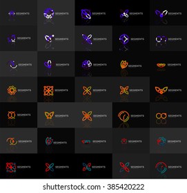 Set of linear abstract logos. Swirl, circle, infinity loop and other concepts. Logotype brand templates