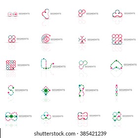 Conjunto de logotipos abstractos lineales. Swirl, círculo, bucle infinito y otros conceptos. Plantillas de marca de logotipo