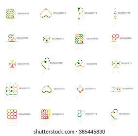 Set of linear abstract logos. Swirl, circle, infinity loop and other concepts. Logotype brand templates