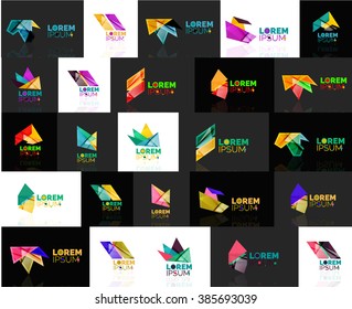 Set of linear abstract logos. Swirl, circle, infinity loop and other concepts. Logotype brand templates