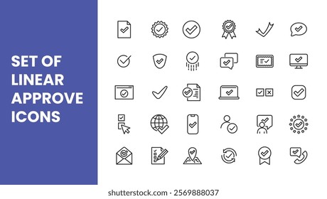 Set of linear approve icons