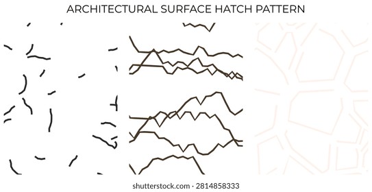 A set of linear architectural textures featuring rough edges and cellular patterns suitable for construction plan surface materials.