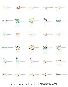 Set of linear arrow icons, thin line design