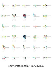 Set of linear arrow icons, thin line design