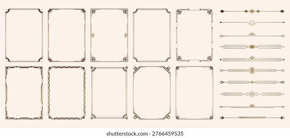 set of linear art deco ornament frame