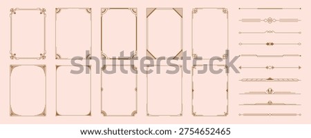 set of linear art deco ornament frame